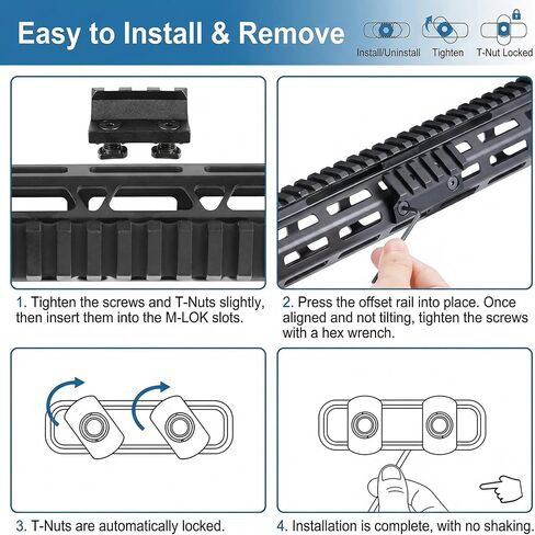 Gotical Standard M-LOK 45 Degree Offset Accessories Weaver Mount 5 Slots Offset Accessories in Saudi Arabia