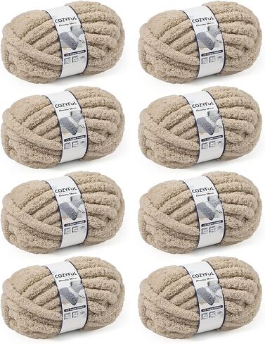 Chunky Yarn for Hand Knitting, Thick Jumbo Big Chunky Yarn for Crocheting, Super Chunky Knit Blanket Yarn, Large Yarn Chunky Chenille Yarn, 8 Pack (32 yds 8 oz Each Skein), Cream, #9 in Saudi Arabia