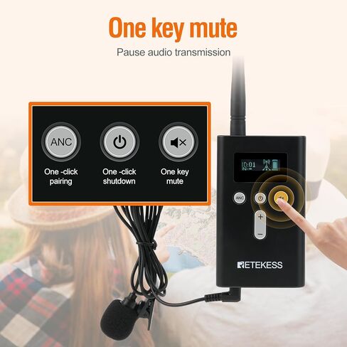 Retekess T130P Factory Tour Guide System,Upgraded Noise Reduction,Church Translation System,Tour Guide Headsets for Plant,School (2 Transmitter 30 Receivers 30 Headphones) in Kuwait