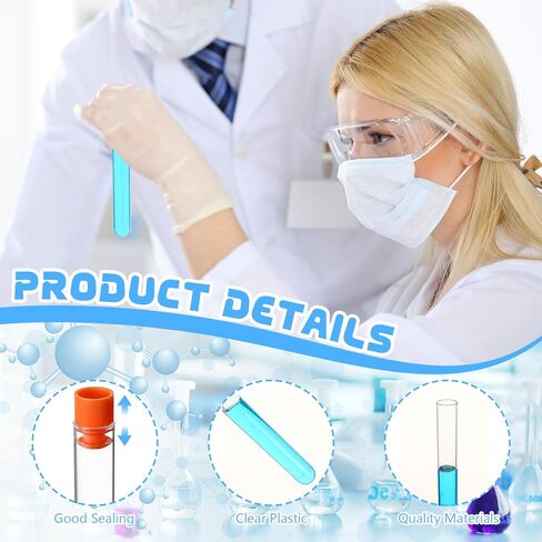 50 Pake 8 ml Clear Test Tubes with Caps 12x100mm Plastic Vials Test Tubes for Scientific Experiments Halloween Christmas Scientific Themed Birthday Party Supplies Candy Storage (Orange) in Saudi Arabia