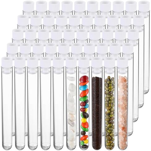 50 Pake 8 ml Clear Test Tubes with Caps 12x100mm Plastic Vials Test Tubes for Scientific Experiments Halloween Christmas Scientific Themed Birthday Party Supplies Candy Storage (Orange) in Saudi Arabia