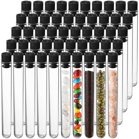 50 Pake 8 ml Clear Test Tubes with Caps 12x100mm Plastic Vials Test Tubes for Scientific Experiments Halloween Christmas Scientific Themed Birthday Party Supplies Candy Storage (Orange) in Saudi Arabia