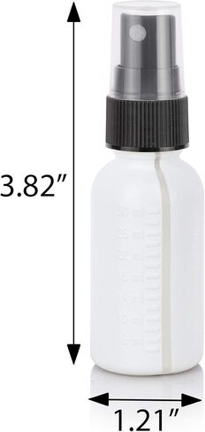 JUVITUS (6 عبوات) 1 أونصة / 30 مل زجاجات مستديرة من البلاستيك الأبيض المتدرج HDPE بوسطن مع بخاخ رذاذ أسود ناعم in Kuwait
