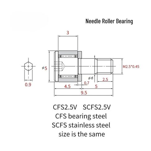 1PCS Mini CAM Bearing Follower CFS2.5V CFS3V CFS4V CFS5V CFS6V Bearing Steel Stainless Steel in Kuwait