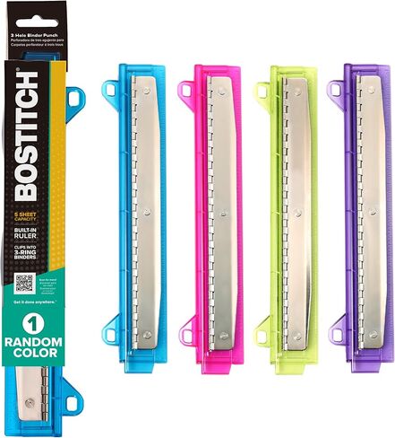 Bostitch Office Ring Binder 3 فتحات للثقب، 5 أوراق، تتضمن ثقبًا واحدًا بألوان متنوعة (RBHP-4C) in Kuwait