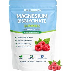BELANO Spnutrition Magnesium Bisglycinate Gummies, 400mg per Serving, with Magnesium Bisglycinate Chelate, Sea Salt, Raspberry Fruit Powder, Strengthen Bones, Everyday Wellness, 60 Gummies in Kuwait