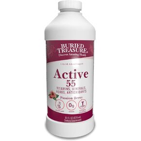 Buried Treasure Active 55 Plus - 32 serv, Liquid Multivitamin for Seniors, Vegan, Sugar-Free, Natural Immune Support, Vitamins & Super-Foods Blend in Kuwait