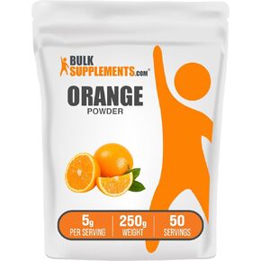 BulkSupplements.com مسحوق البرتقال - مسحوق فاكهة البرتقال، نكهة غنية بالمغذيات - خالي من الغلوتين، 5 جم لكل وجبة، 250 جم (8.8 أونصة) (عبوة من قطعة واحدة) in Kuwait
