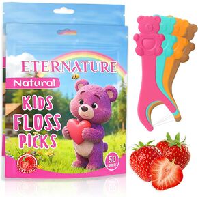 Kids Flossers 200ct, Dental Kids Floss Picks, Biodegradable Heart Bear Flossers, Fluoride & PFA Free, Gifts for Toddlers Teeth, Flossing Sticks for Kids, No Shred Thread, Strawberry Flavored in Saudi Arabia
