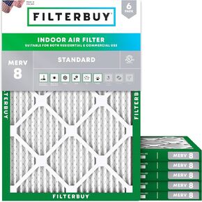 Filterbuy 15.5x19.5x1 Air Filter MERV 8 Essential Dust & Allergy Defense (6-Pack), Electrostatic Pleated HVAC AC Furnace Filters Replacement (Actual Size: 15.50 x 19.50 x 0.75) in Kuwait
