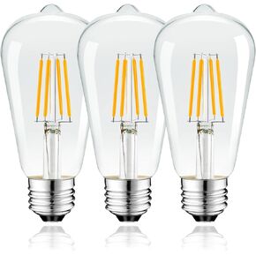 مصابيح إديسون LED E26 عتيقة 2.5 وات، مصابيح إضاءة LED، غير قابلة للتعتيم، ما يعادل 30 وات، 250 لومن، أبيض دافئ، مصابيح خيوط عتيقة ST64، 120 فولت، 3 عبوات in Kuwait