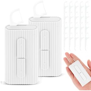 Portable Dental Floss Case, 2 Pcs Refillable Travel Floss Pick Dispenser Storage Organizer Box Storage 20 Pcs Teeth Cleaning Picks for Oral Care Teeth Cleaning Perfect Tool in Kuwait