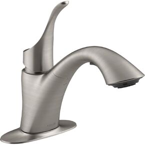 صنبور حوض غسيل KOHLER K-22035-VS Simplice، مقبض واحد قابل للسحب، رأس رش بوظيفتين، تركيب 3 فتحات، صنبور حوض متعدد الاستخدامات بلمسة نهائية نابضة بالحياة من الفولاذ المقاوم للصدأ in Kuwait