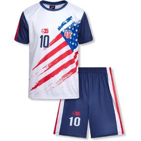 Quad Seven Boys Athletic Shorts Set - 2 Piece Short Sleeve Soccer Jersey Kids Shirt & Boys Soccer Shorts Youth Activewear Set in Kuwait