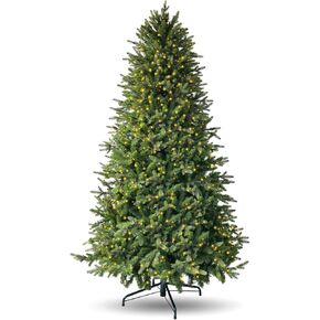 7.5 ft Flocked Christmas Tree Prelit, Include Premium Stand & Storage Bag, 798 Warm & Multi-Color Automatic Lights, 3-Minute Quick Power Connect, 1869 PVC Branch Tips for Indoor Holiday Decorating in Saudi Arabia
