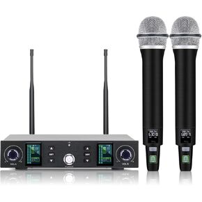 Wireless Microphone System-Professional Metal Handheld Mics with Auto-Scan Anti-Interference Function,Hi-Fi Clear Sound Quality and Long-Lasting Battery Life,Ideal for Church and Karaoke BQ in Kuwait