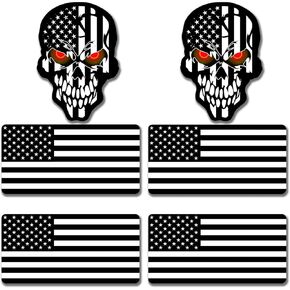 6pcs Reflective Black American Flag Hard Hat Stickers, Black Ops Decals for Tactical Gear, Patriotic USA Skull Flags Toolbox Helmet Labels Patriotic Old Glory in Kuwait