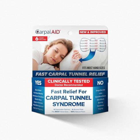 CarpalAid Version 2 Carpal Tunnel Pain Relief Patches - Professional Grade Adhesive Pain Patch Support, Alternative to Carpal Tunnel Tape and Brace for Wrist, Median Nerve Comfort - 10 Count in Kuwait