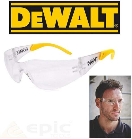 نظارات حماية DEWALT DPG54-1C Protector™ - تصنيف تأثير ANSI Z87.1+ - إطار خفيف الوزن مناسب عالميًا - هياكل مطاطية مرنة - عدسة شفافة - زوج واحد in Kuwait