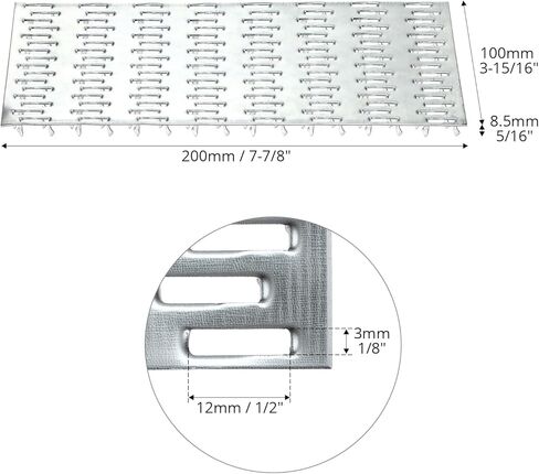 QWORK Pronged Truss Mending Plates 10 Pack، 4x8 بوصة ألواح ربط إصلاح من الصلب الكربوني المجلفن، لوحات توصيل معدنية بسمك 1 مم 8 مم لتروس السقف والأخشاب والخشب إلى الخشب in Kuwait