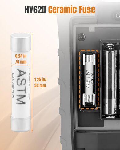 HV620 Ceramic Fuse 800mA 1000V AC/DC 6x32mm Fit for Digital Multimeter, 5Pcs in Kuwait