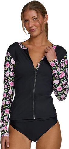 Betsey Johnson Rash Guard للنساء - قمصان سباحة بأكمام طويلة بسحاب، سترة علوية لركوب الأمواج بعامل حماية من أشعة الشمس 50+ SPF وحماية من الشمس والأشعة فوق البنفسجية in Kuwait