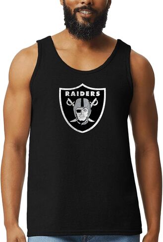 Hybrid Sports NFL - Las Vegas Raiders - شعار الفريق المتعثر - قميص رجالي خفيف الوزن بدون أكمام - مقاس X-Large - أسود in Kuwait
