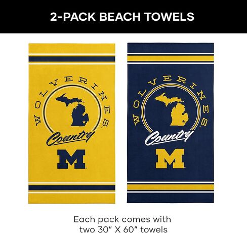 Northwest Michigan Wolverines NCAA Homebreak Beach Towel 2 Pack 30 x 60 Inches in Kuwait