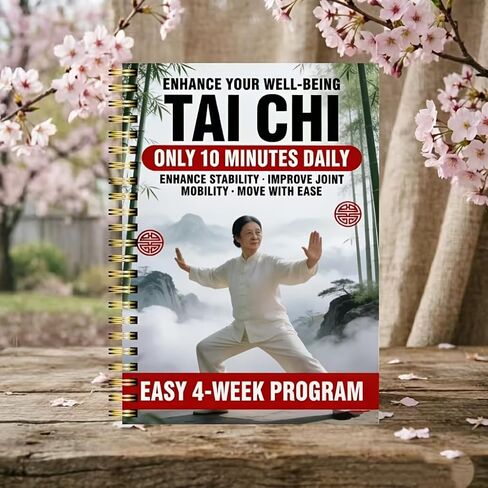 4-Week Tai Chi Balance Planner for Seniors – 10-Minute Daily Routine Log, Mobility & Stability Tracker, Easy-to-Follow Spiral-Bound Fitness Journal in Kuwait