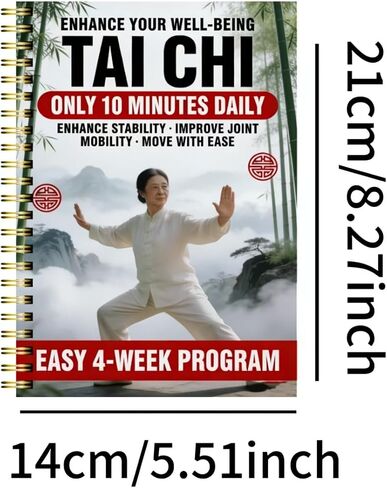 4-Week Tai Chi Balance Planner for Seniors – 10-Minute Daily Routine Log, Mobility & Stability Tracker, Easy-to-Follow Spiral-Bound Fitness Journal in Kuwait