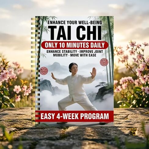 4-Week Tai Chi Balance Planner for Seniors – 10-Minute Daily Routine Log, Mobility & Stability Tracker, Easy-to-Follow Spiral-Bound Fitness Journal in Kuwait