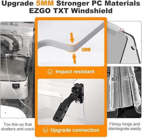 Golf Cart Windshield for EZGO TXT 1995-2013 Golf Cart, Foldable| Clear| Impact Resistant Windshield For EZGO Fit 0.75 Inch Square Strut Window Frame(Tinted) in Saudi Arabia