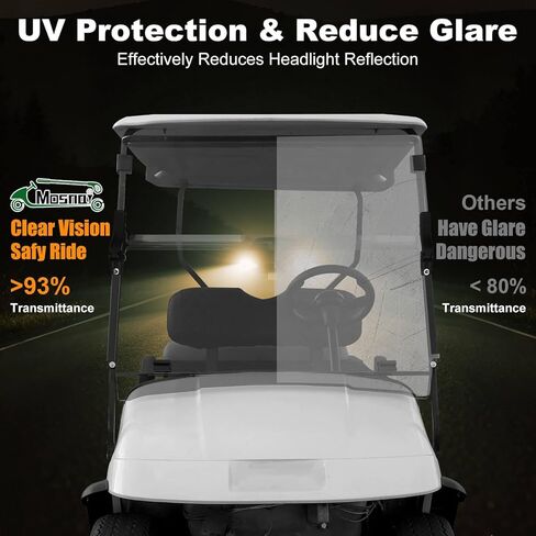 Golf Cart Windshield for EZGO TXT 1995-2013 Golf Cart, Foldable| Clear| Impact Resistant Windshield For EZGO Fit 0.75 Inch Square Strut Window Frame(Tinted) in Saudi Arabia