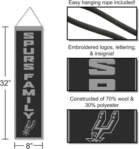 WinCraft San Antonio Spurs Spurs Family 8x32 Inch Vertical Wool Embroidered Hanging Banner in Kuwait
