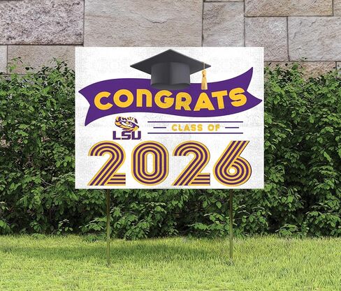 KH Sports Fan LSU Tigers تهنئة فئة 2026 لافتة ساحة التخرج، 18x24 in Kuwait