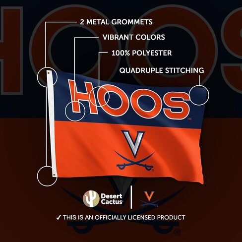 Desert Cactus University of Virginia Flag - 3 x 5 Feet Cavaliers UVA Wahoos Banner, Indoor/Outdoor Durable Fabric Display (Style I1) in Kuwait