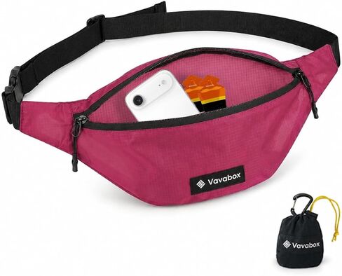 Vavabox Extremely Light Fanny Packs for Women, Crossbody Bag for Men Travel Bum Bag With 2 Zippers Water-Resistant Waist Bag for Running Walking Hiking (Black) in Saudi Arabia