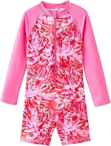 UMELOK Girls One Piece Swimsuits Long Sleeve Swimwear Rash Guard Bathing Suits 4-12Y in Saudi Arabia