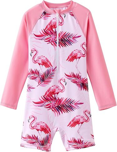 UMELOK Girls One Piece Swimsuits Long Sleeve Swimwear Rash Guard Bathing Suits 4-12Y in Saudi Arabia