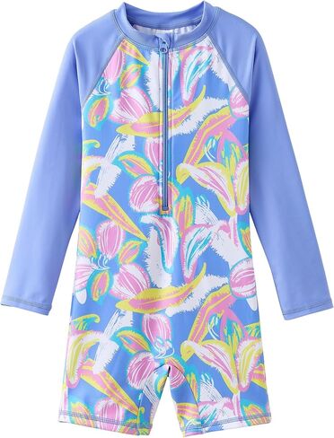 UMELOK Girls One Piece Swimsuits Long Sleeve Swimwear Rash Guard Bathing Suits 4-12Y in Saudi Arabia