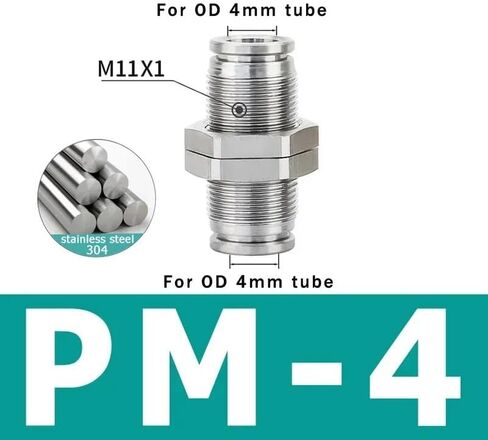 304 Stainless Steel Pneumatic Hose Coupling PM 4/6/8/10/12mm Air Tube Connector 1/8 1/4 3/8 1/2 Quick Release Pipe Fittings(PM-4) Plumbing Fittings in Kuwait