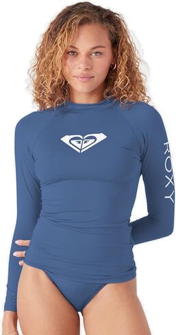 قميص سباحة Rashguard نسائي طويل الأكمام مضغوط بعامل حماية من الأشعة فوق البنفسجية 50+ سريع الجفاف للسيدات من Roxy، أزرق هولندي، مقاس متوسط in Kuwait