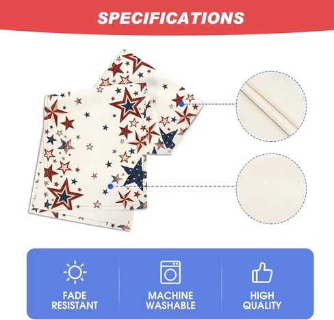 Old Style Stars American Flag 4th of July Table Runner, Memorial Day Kitchen Dining Table Decoration for Home Party Decor 13x72 Inch in Kuwait
