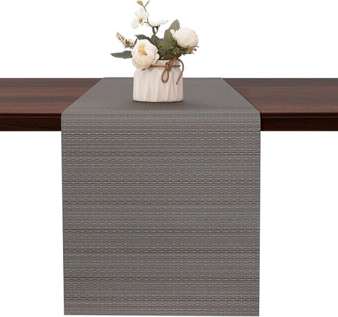 Table Runner, Vinyl Woven Table Runner Arbitrarily Cropped Washable Easy to Clean Perfect for Daily use (12 X 55 inch, Black) in Kuwait