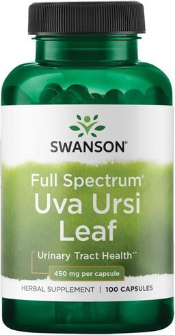 Swanson Full-Spectrum Uva Ursi Leaf - Herbal Supplement Supporting Kidney & Urinary Tract Health - May Support Cardiovascular System Function & Bladder Health - (100 Capsules, 450mg Each) in Kuwait