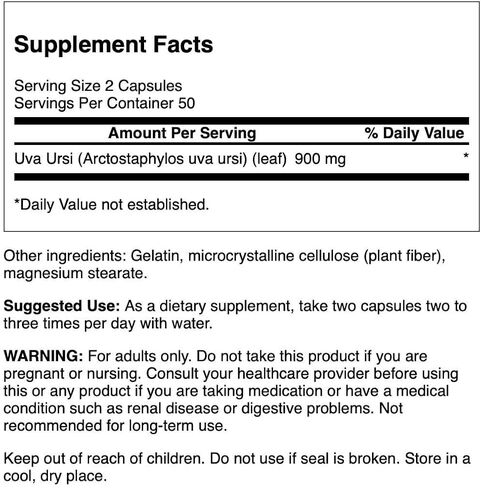 Swanson Full-Spectrum Uva Ursi Leaf - Herbal Supplement Supporting Kidney & Urinary Tract Health - May Support Cardiovascular System Function & Bladder Health - (100 Capsules, 450mg Each) in Kuwait