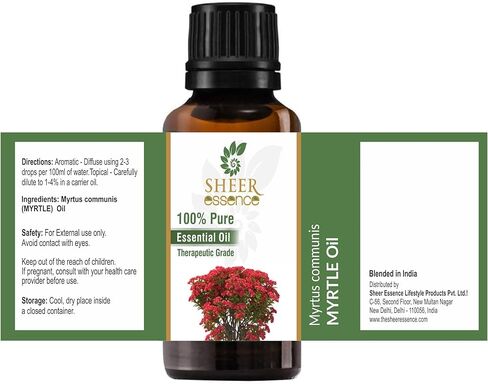 Myrtle Oil -(Myrtus Communis)- Essential Oil 100% Pure Natural Undiluted Uncut Therapeutic Grade Oil 0.51 Fl.OZ in Kuwait