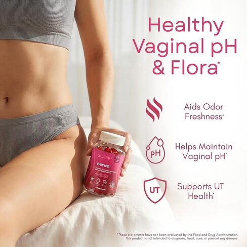 SOON+ Feminine Balance Gummies for Women, V-Sync Pineapple Probiotics for pH Balance Support * Vaginal, Urinary, Immune, Digestive Wellness * with Bacillus Coagulans, Cranberry, Vitamin C, 60 Gummies in Kuwait