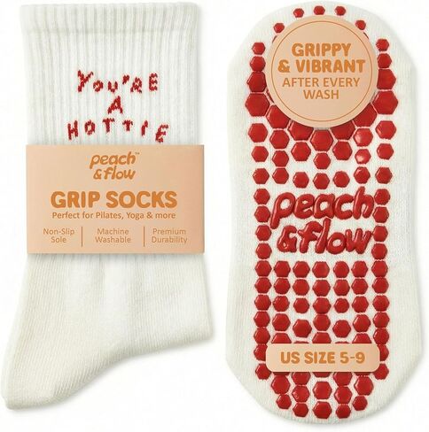 Peach & Flow Pilates Grip Socks for Women | Studio-Quality Non-Slip Reformer & Barre Socks | Arch Support, US 5-9 in Saudi Arabia