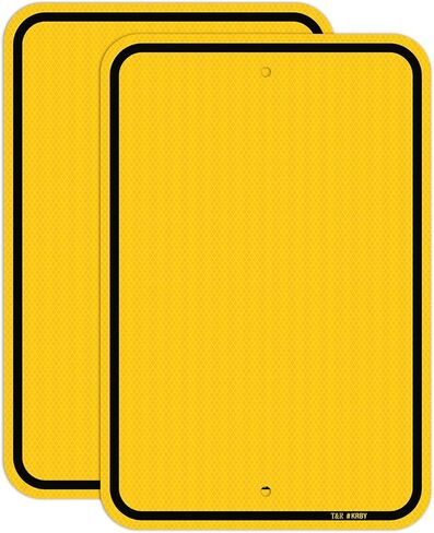 T&R (2 Pack) Large Yellow Blank Metal Sign, 18" x 12" Engineer Grade Reflective Sheeting, Rust Free Aluminum, Weather Resistant, Waterproof, Fade Resistant, 2 Pre-drilled Holes in Kuwait